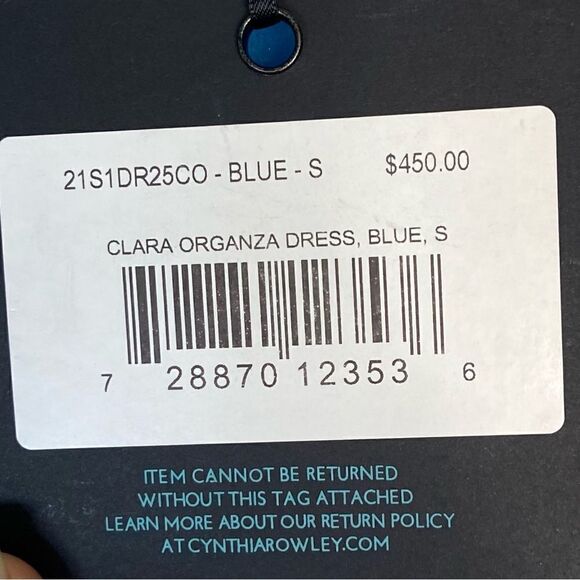 NWT Cynthia Rowley Clara Midi Blue Dress Organza Size S - Picture 14 of 15